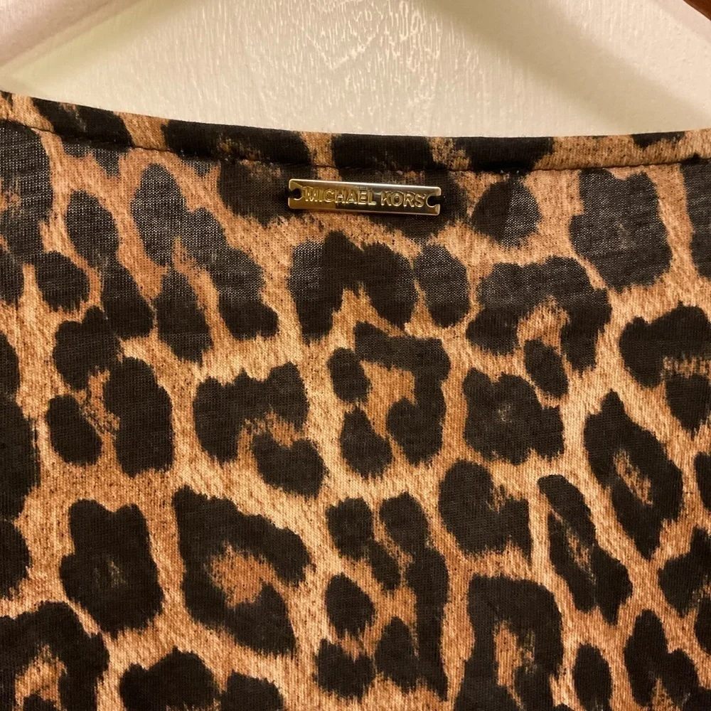 Michael  by Michael Kors stretch knit animal print shirt